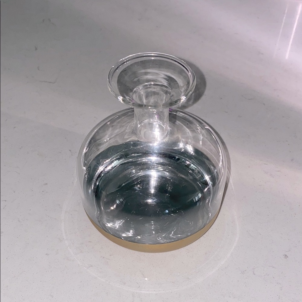 Clear Glass Round Vase Gold Accent Base Small Bud Vase‎
